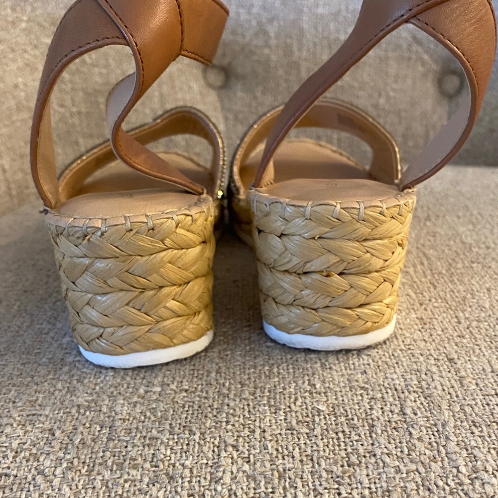 Alex Marie Rhinestone Espadrille Wedge Sandals Tan Ankle Strap Size 6.5M - Picture 13 of 15
